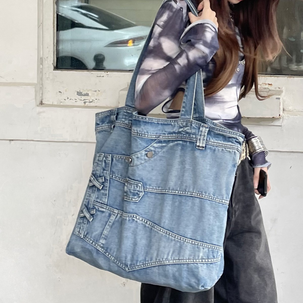 Luxury Bags Denim - Washed Denim Women handbag Cowboy Shoulder