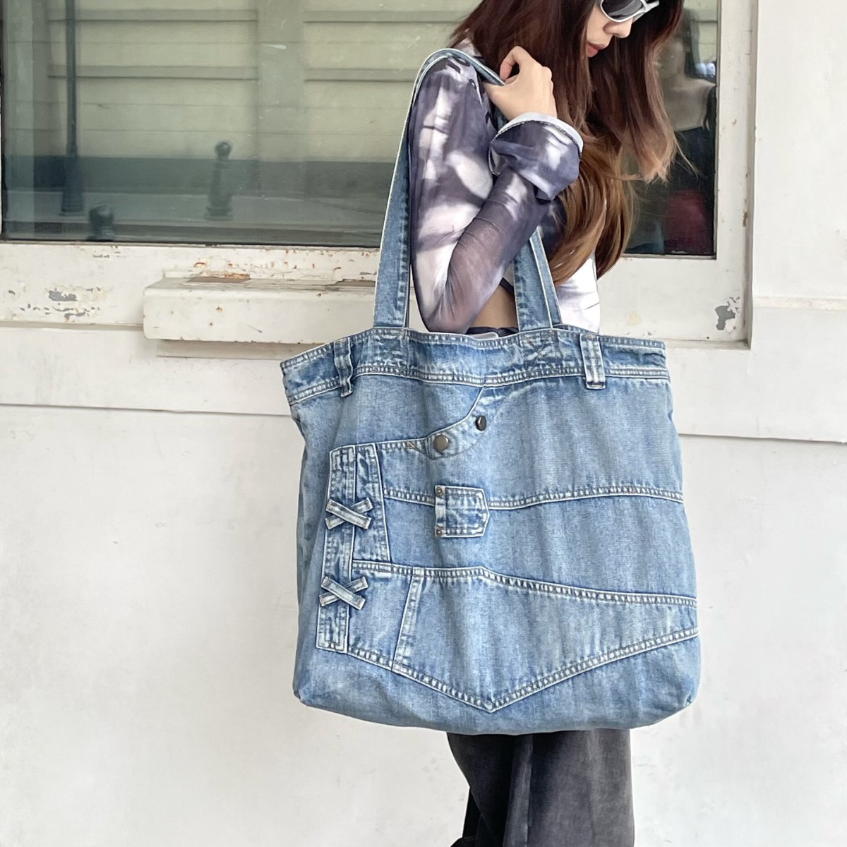 Washed Denim Women handbag Cow - Luxury Bags Denim recensione e prezzo