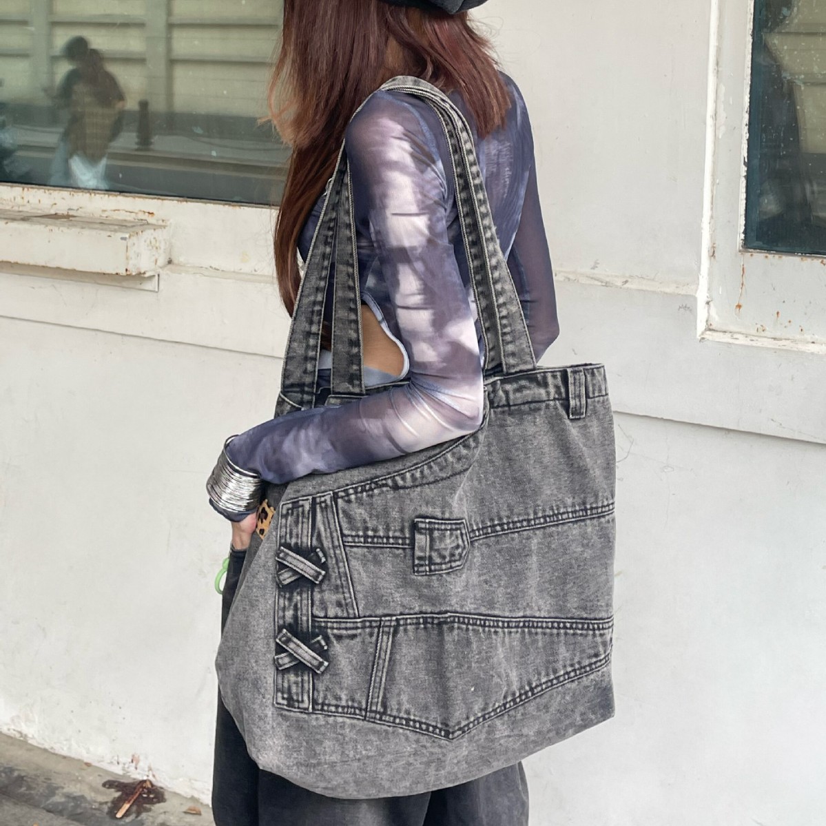 Washed Denim Women handbag Cow - Luxury Bags Denim recensione e prezzo