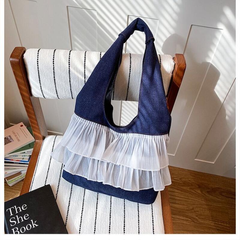 Blue ruffled shoulder bag fash - Luxury Bags Denim recensione e prezzo